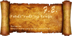 Fehérváry Ervin névjegykártya